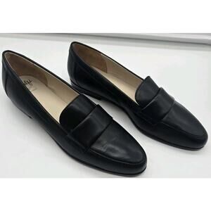 Amalfi Italian Leather Loafer Womens Size 7.5 Slip On Preppy OLD MONEY NEW Black